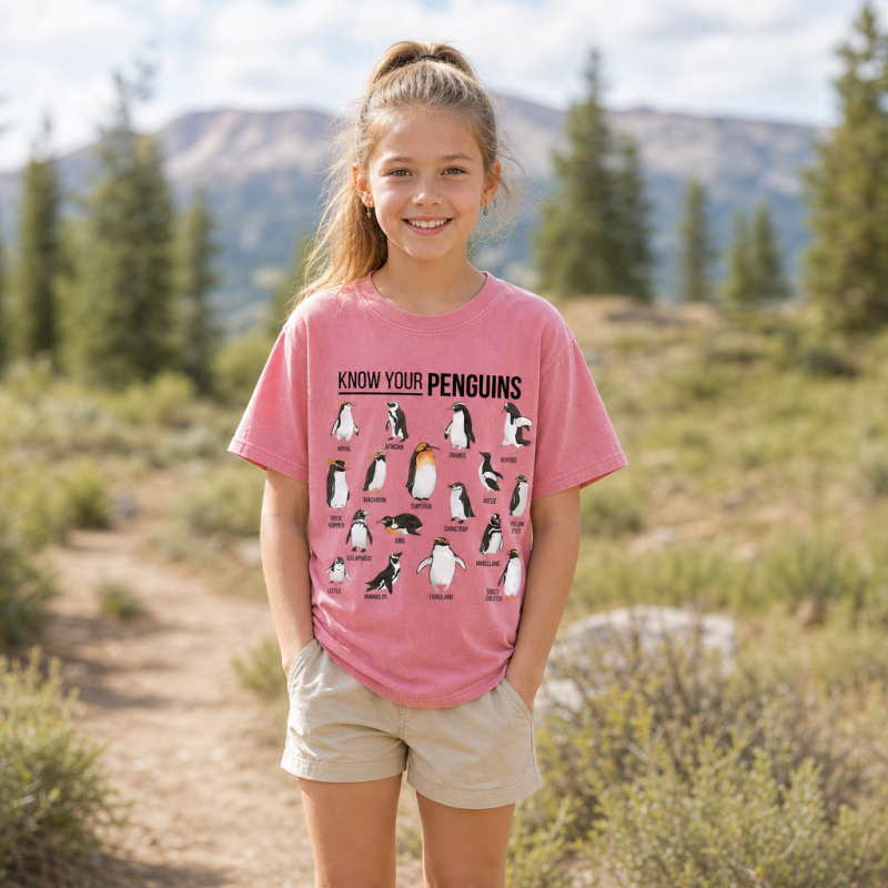 Know Your Penguins Kids Washed T-Shirt