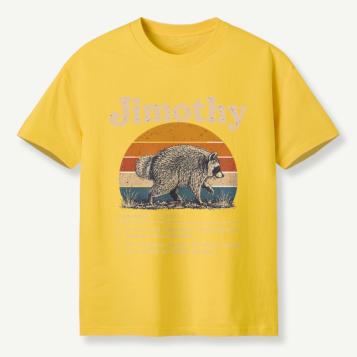 Jimothy Definition Retro Sunset Raccoon T-Shirt