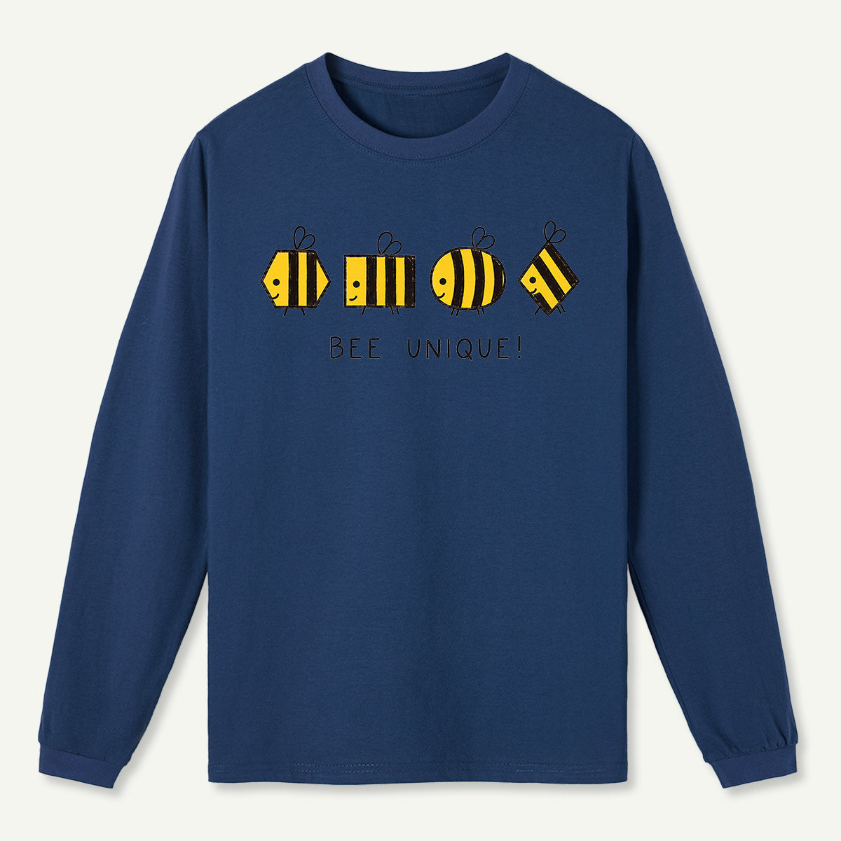Bee Unique Geometric Bees Long Sleeve T-Shirt