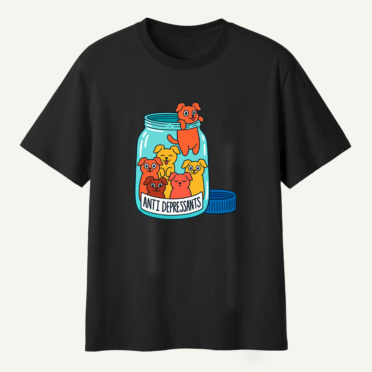 Anti Depressants Puppy Jar Funny Illustration T-Shirt