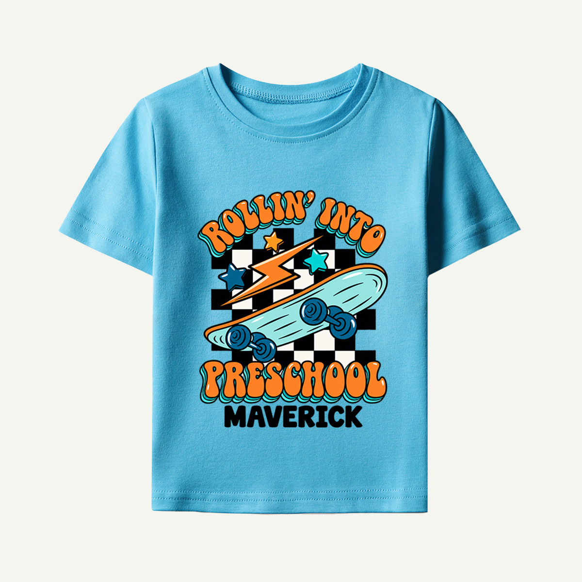 Rollin Into Preschool Retro Skate Quote Kids T-Shirt