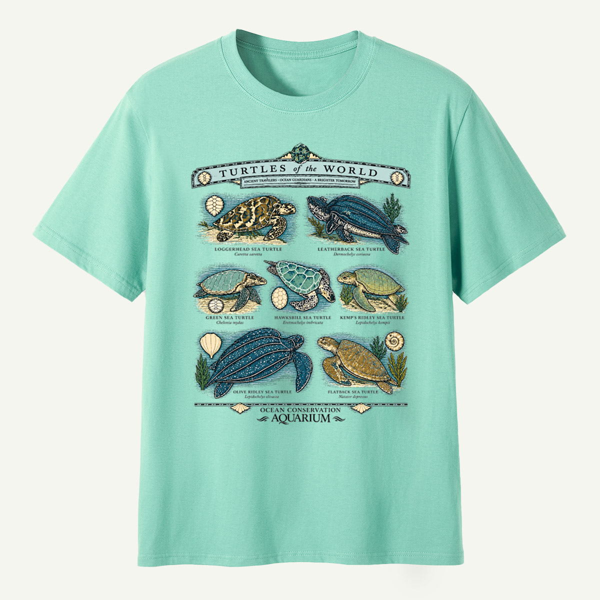 Turtles Of The World Ocean Conservation Field Guide T-Shirt