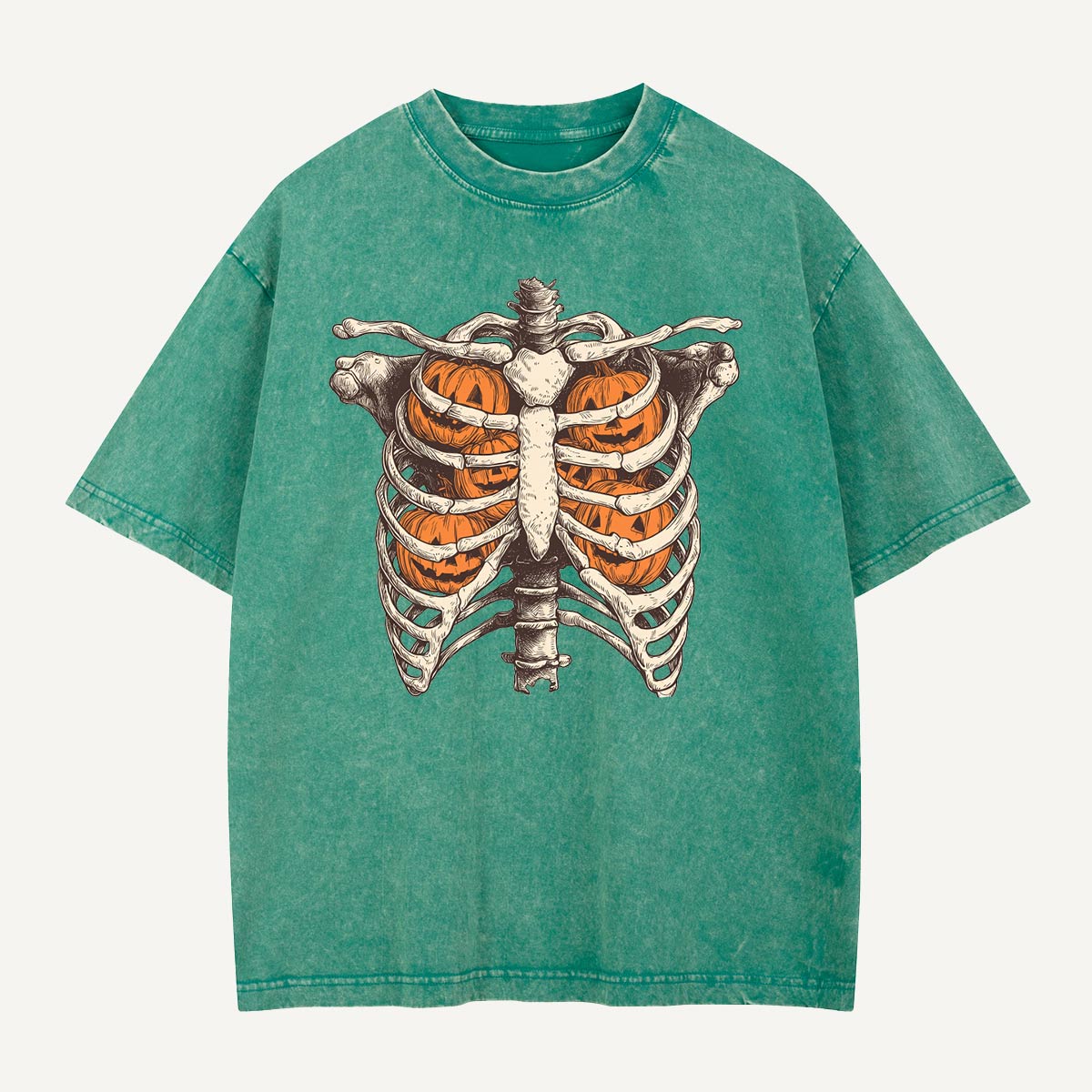  Pumpkin Cage Chest Washed T-Shirt