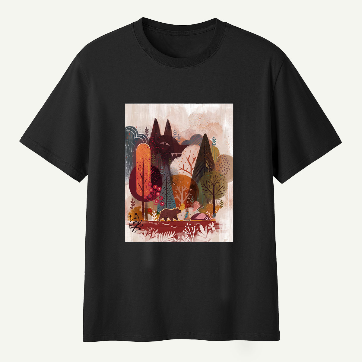 Autumn Fox Forest Storybook Scene T-Shirt