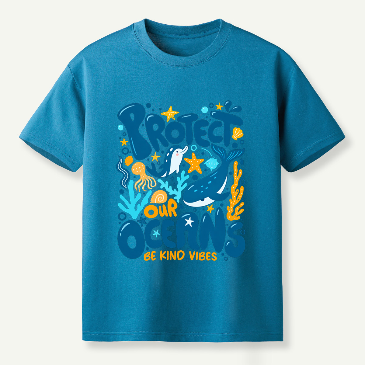 Protect Our Oceans Be Kind Vibes Whale Dolphin Coral T-Shirt