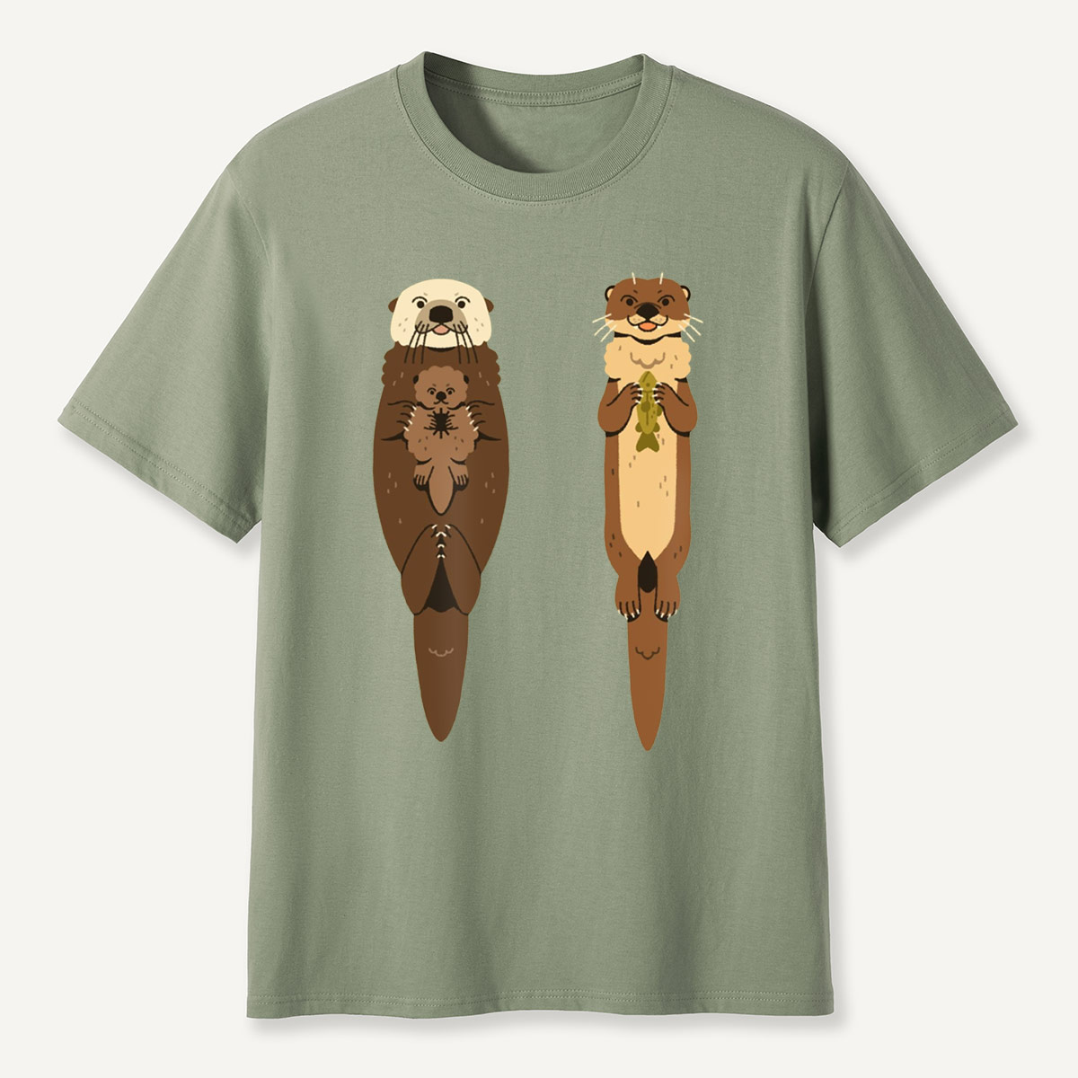 Sea Otter and River Otter Cute Duo T-Shirt
