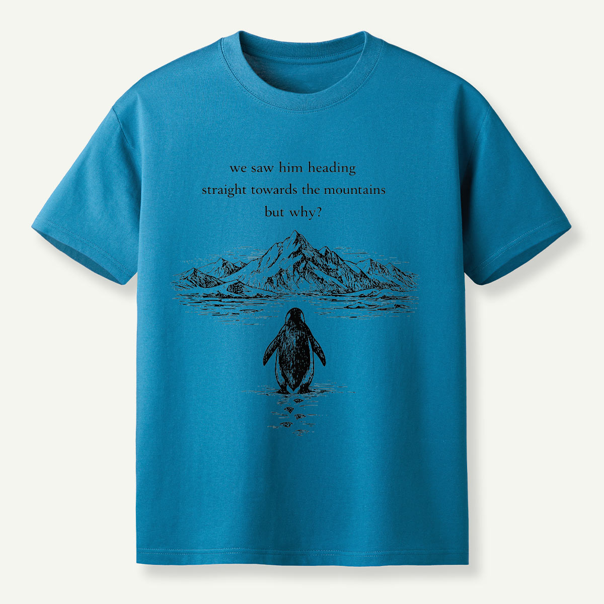 Penguin Heading Straight Towards The Mountains But Why T-Shirt