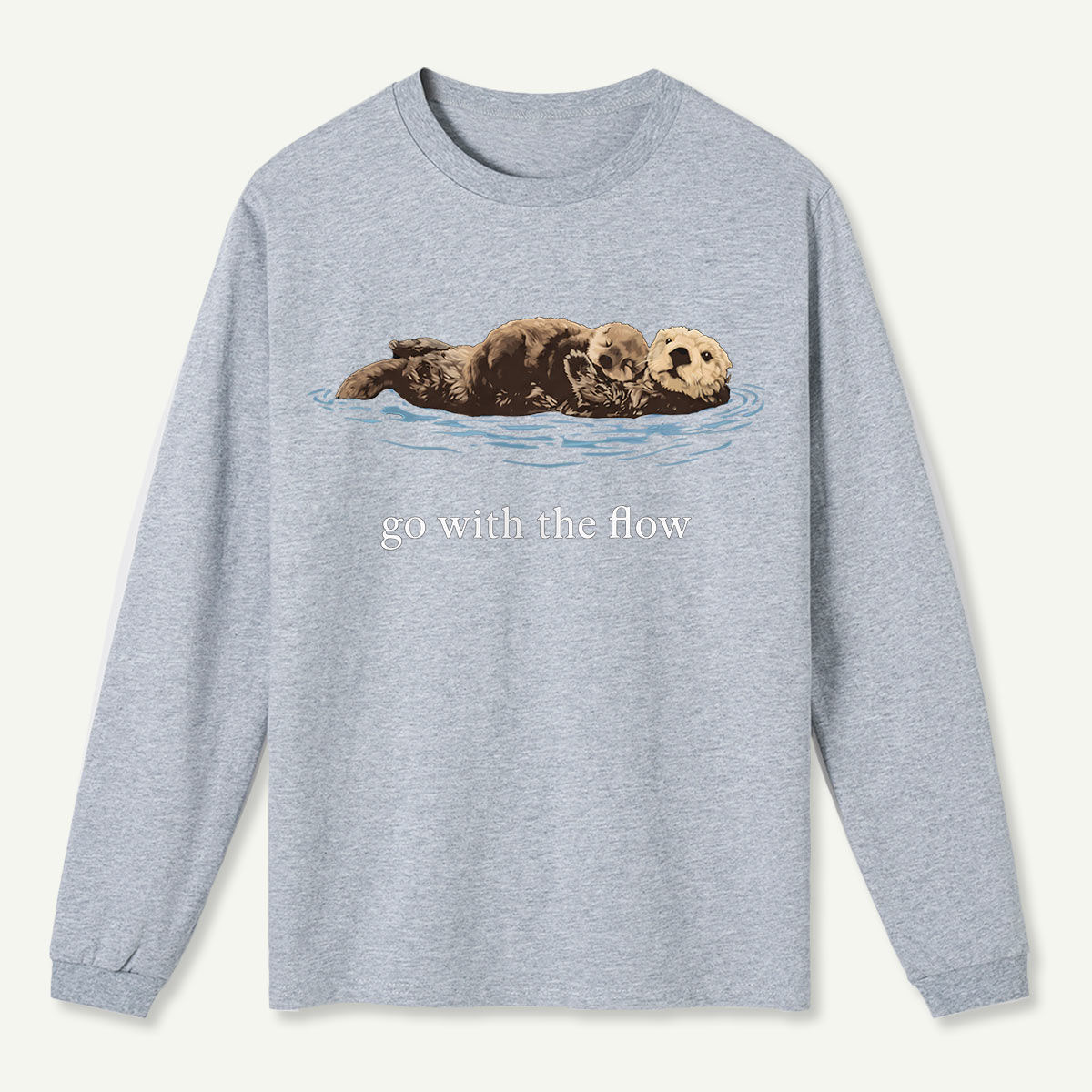 Go With The Flow Sea Otter Wildlife Nature Long Sleeve T-Shirt
