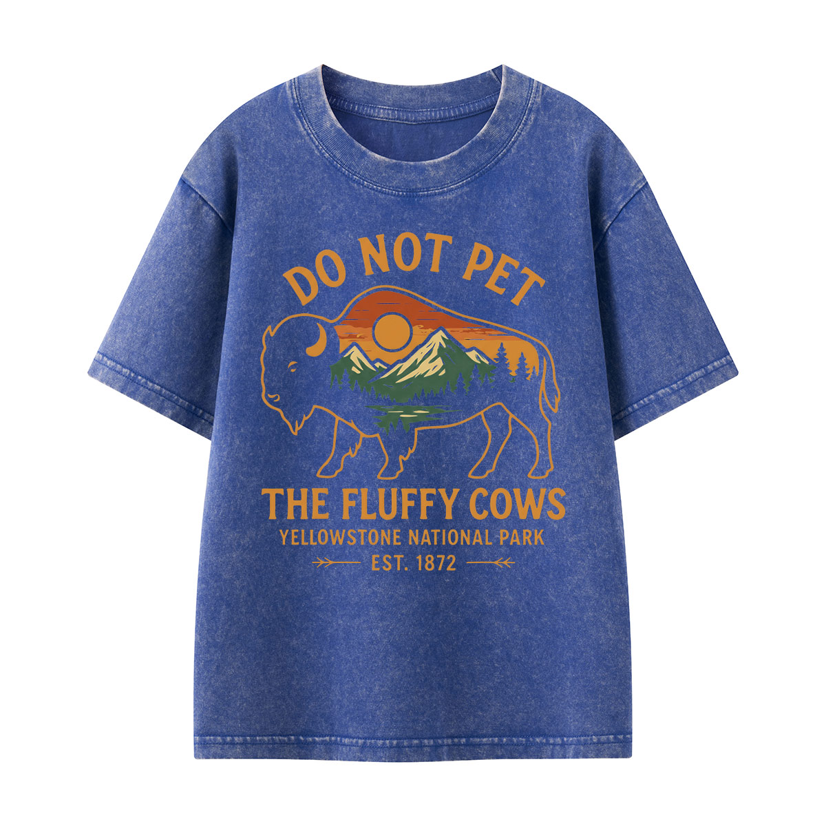 Do Not Pet The Fluffy Cows Buffalo Yellowstone National Park Kids Washed T-Shirt