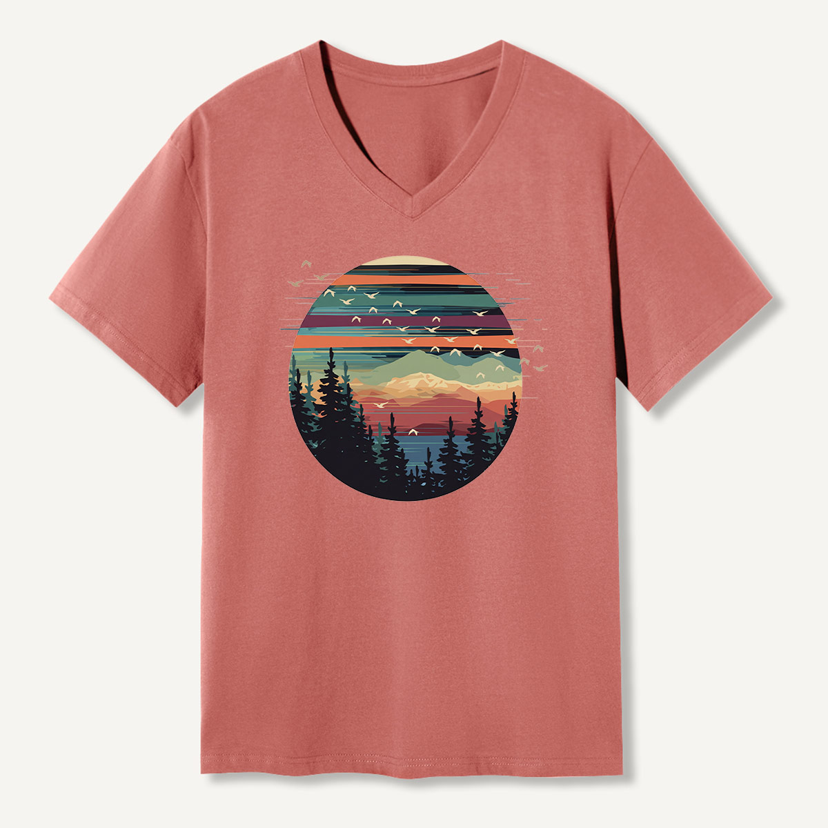 Penguin Sunset Mountain Escape V-neck T-Shirt