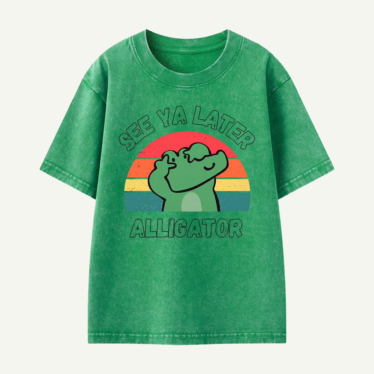 See Ya Later Alligator Retro Kids Washed T-Shirt