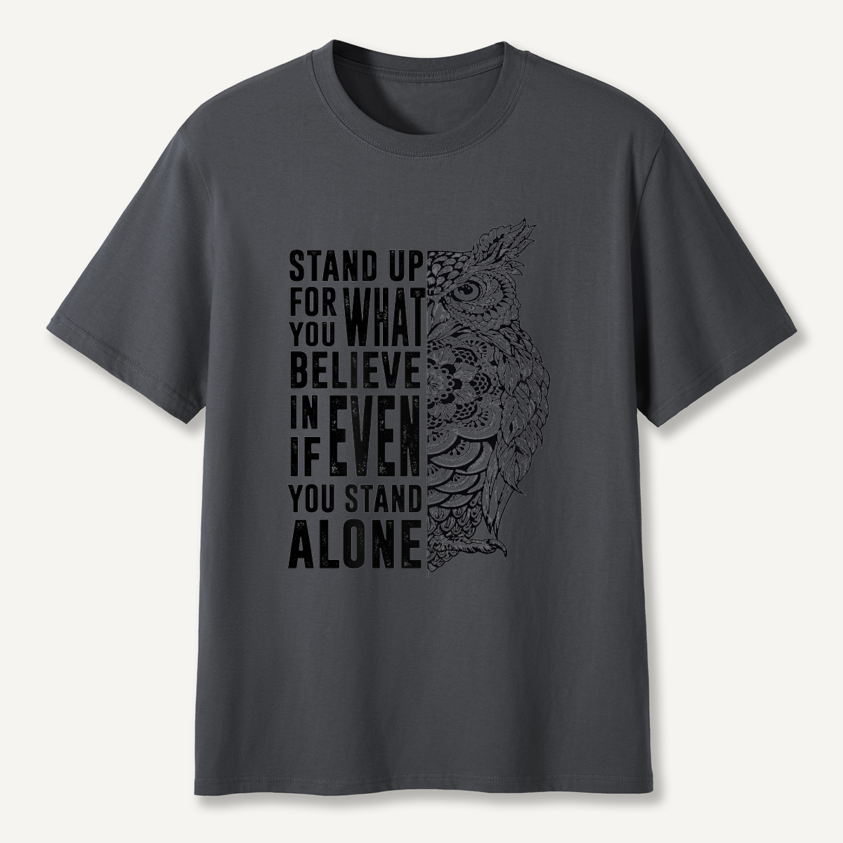 Stand Up for What You Believe Owl Half Mandala T-Shirt