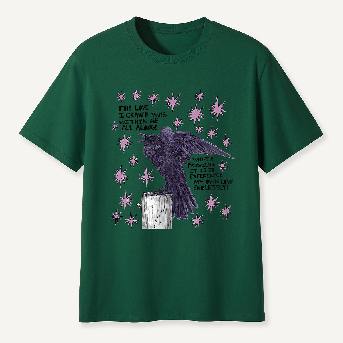 Cosmic Crow Self‑Love Quote T-Shirt