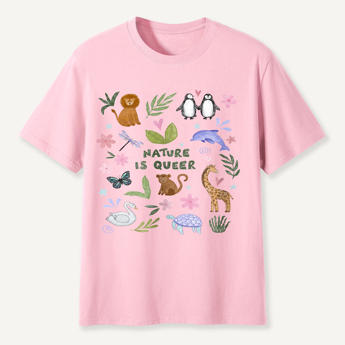 Nature Is Queer Cute Animals Pride T-Shirt