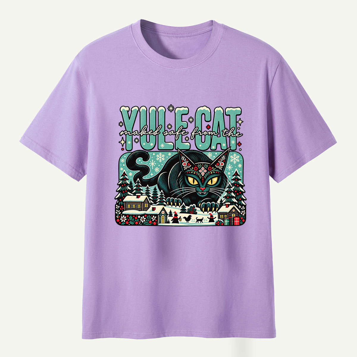 Yule Cat Naked Safe From The Christmas Cat T-Shirt