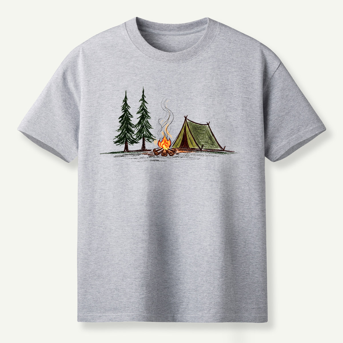 Campfire Tent Pine Forest Escape T-Shirt