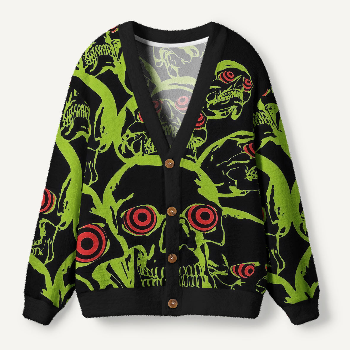 Psychedelic Red Eye Skull Horde Ugly Cardigan Sweaters