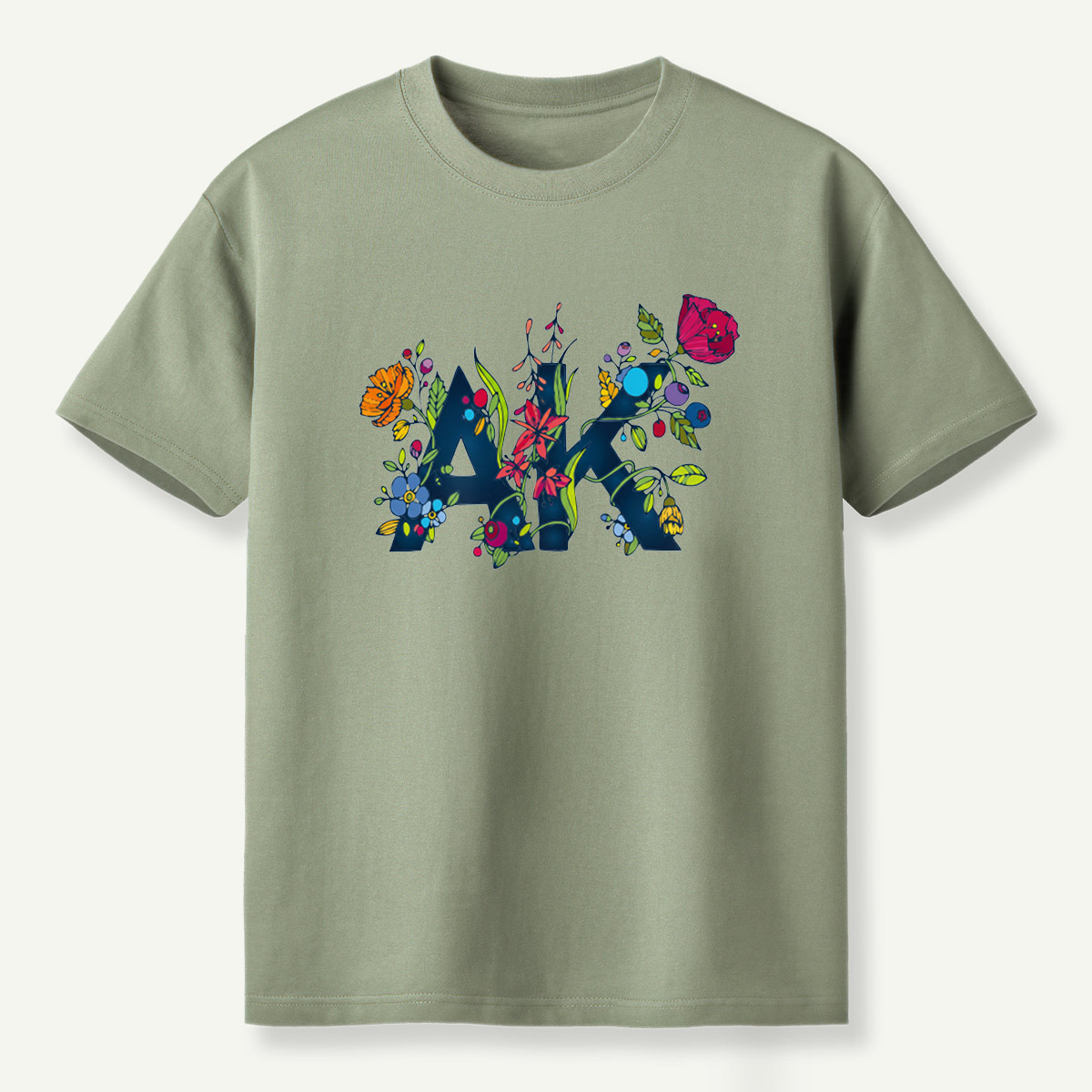 Floral Letter M Wildflower Botanical Collage T-Shirt