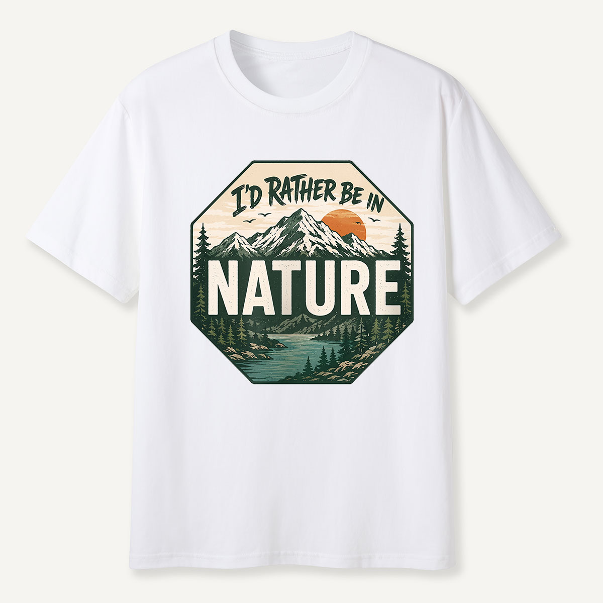 I’d Rather Be in Nature Mountain Stop Sign T-Shirt