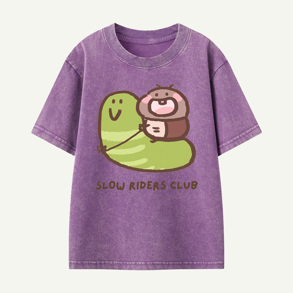 Slow Riders Club Snail Ride Kids Washed T-Shirt