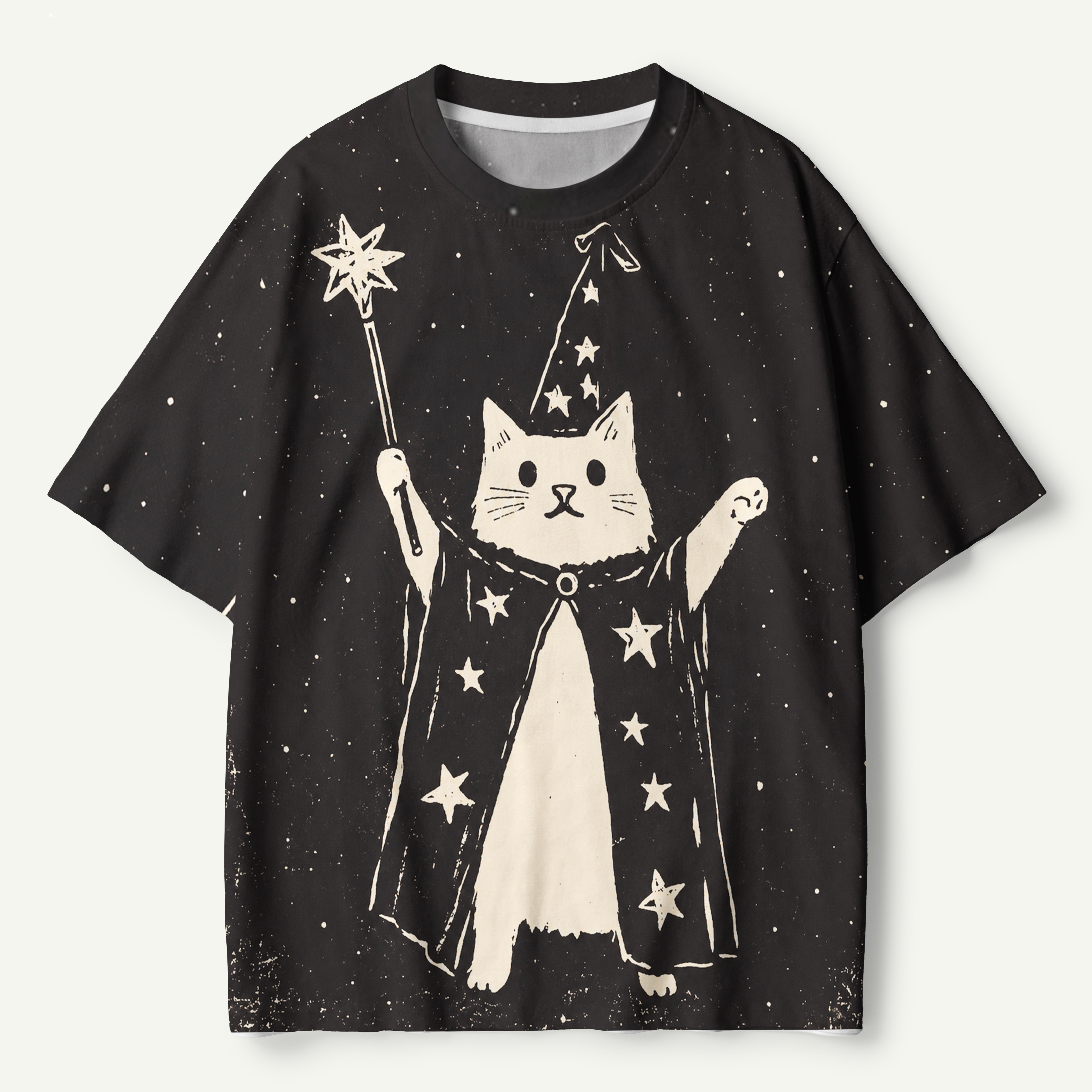 Starry Wizard Cat Magic Premium Pure Cotton Tee