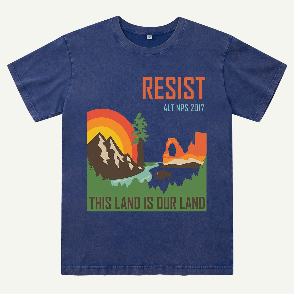Retro Wilderness Landscape Mountain Adventure Washed T-Shirt