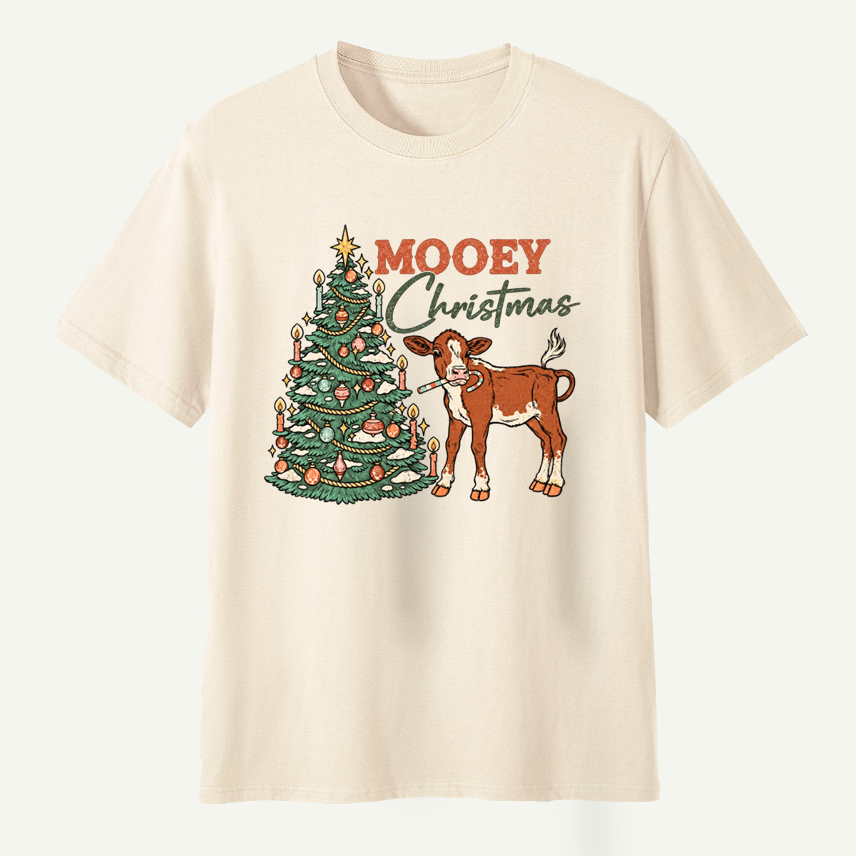 MOOEY Christmas Cow Holiday Scene T-Shirt