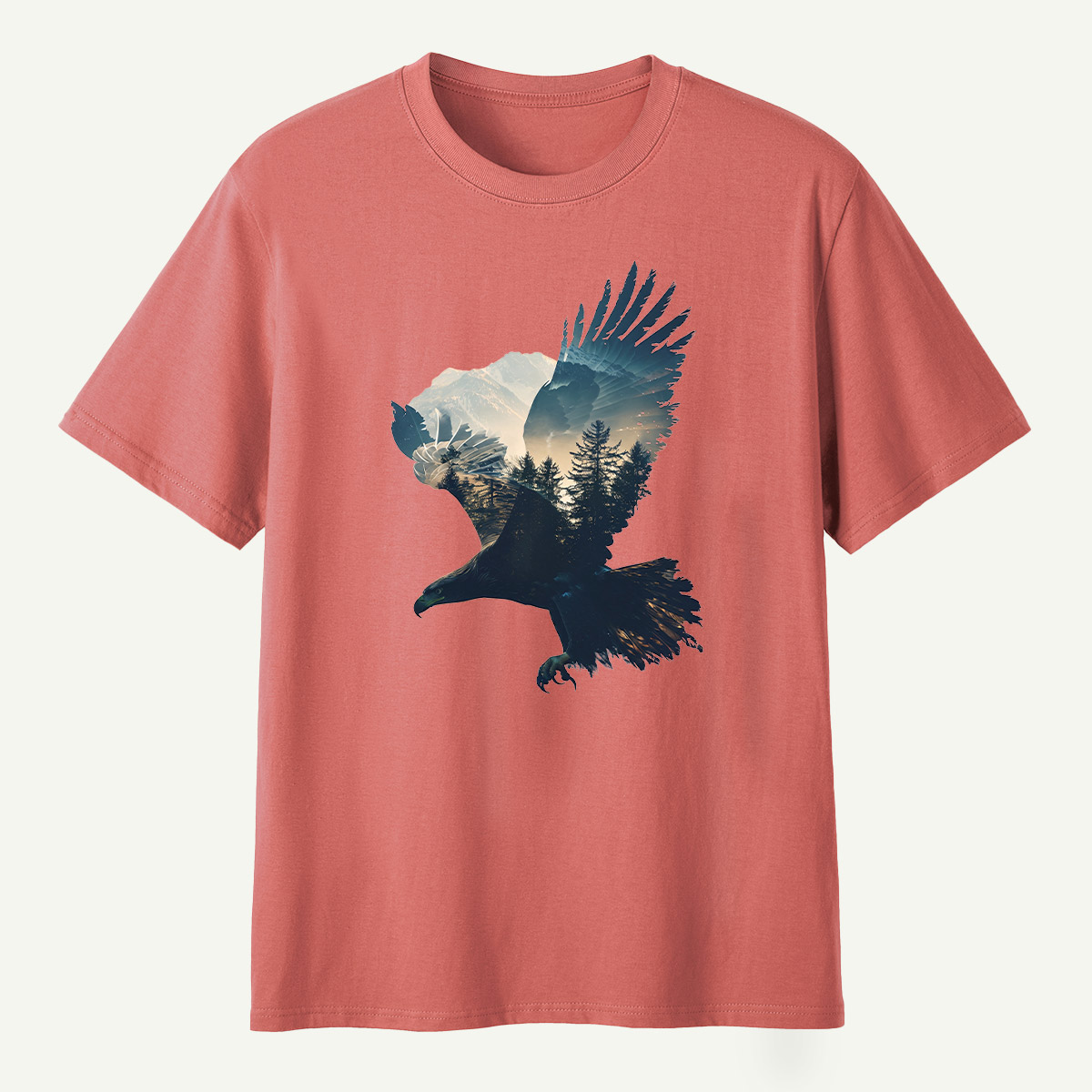 Bald Eagle Mountain Forest Double Exposure T-Shirt