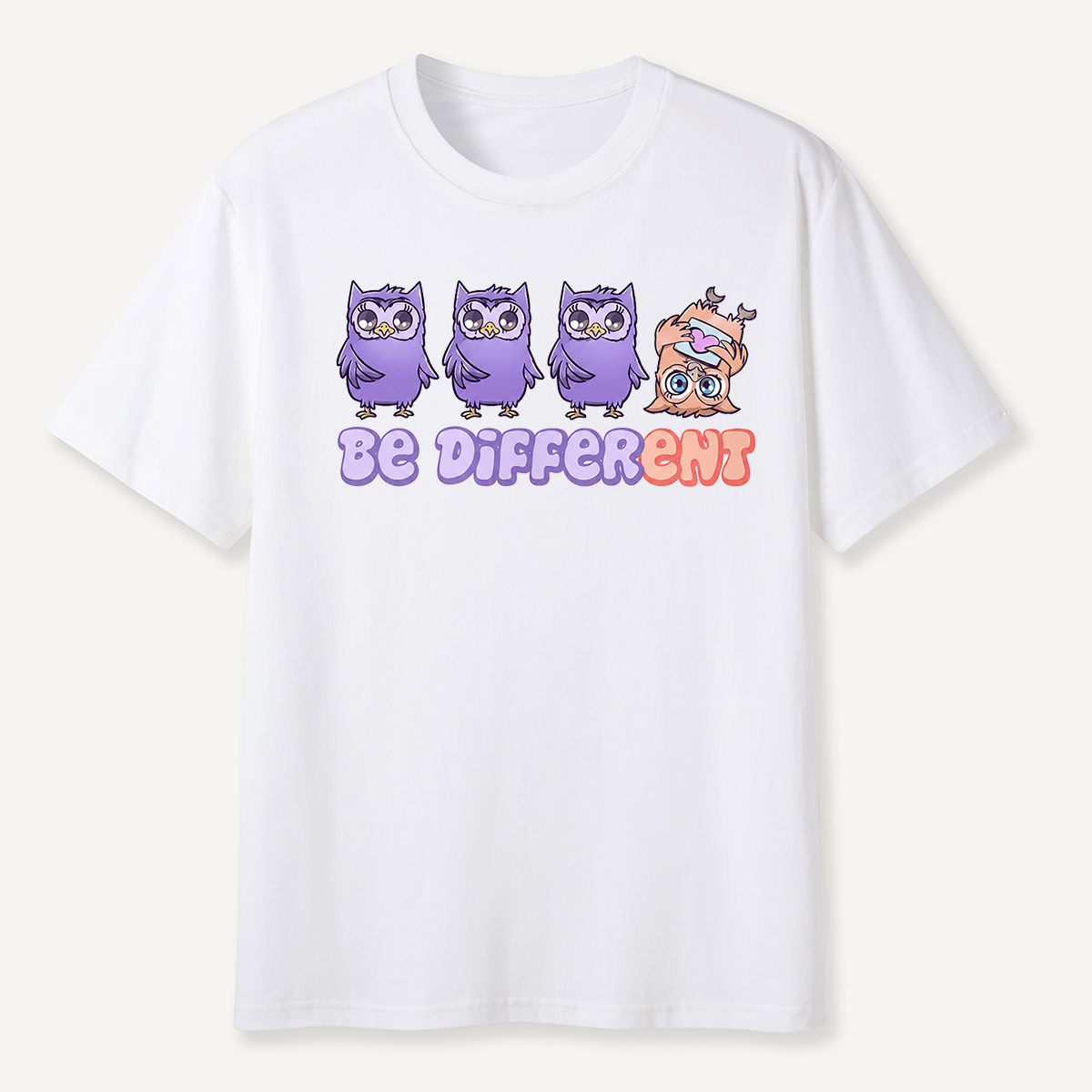 Be Different Cute Purple Owls  T-Shirt