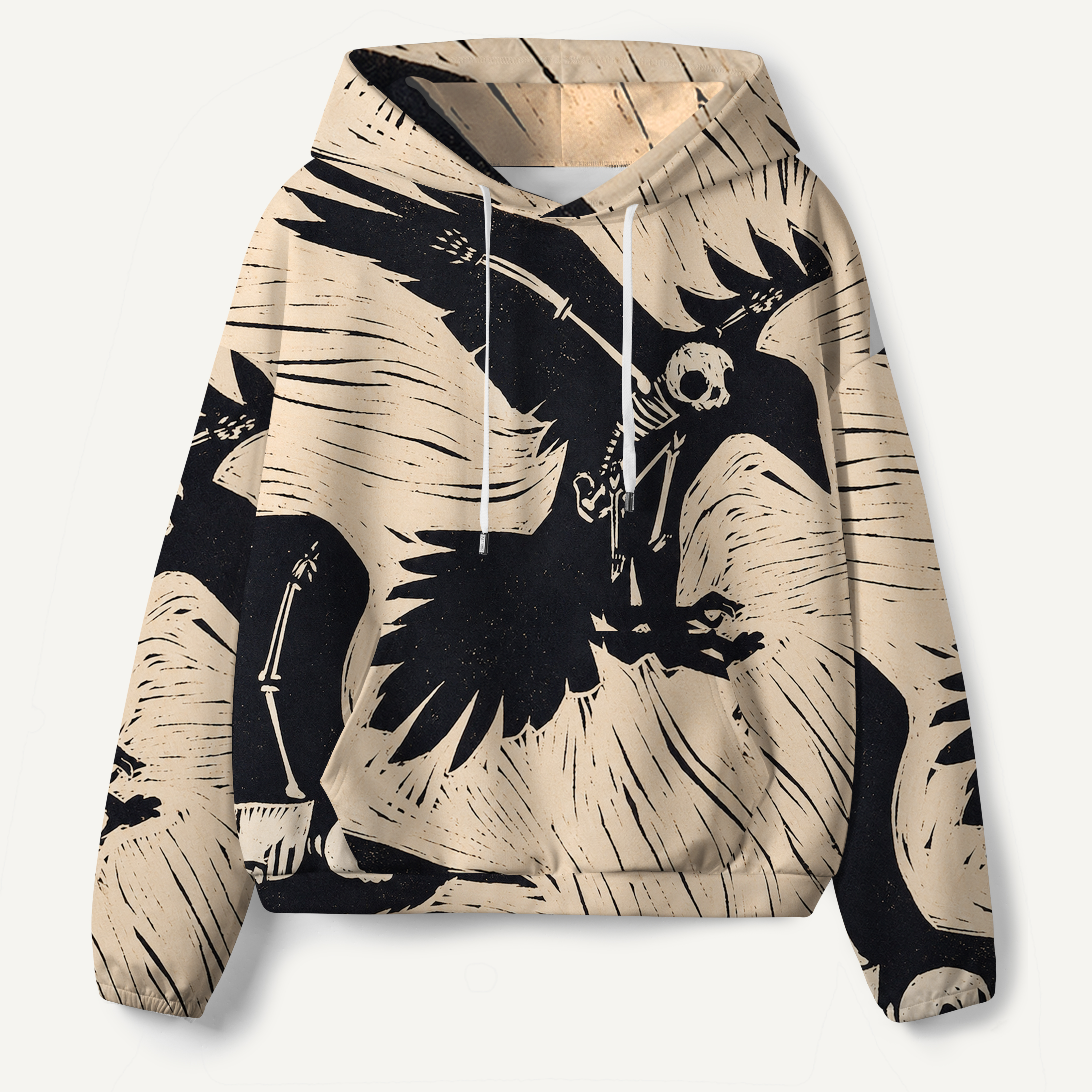 Raven Flight Graphic Illustration All-over Printed Hoodie