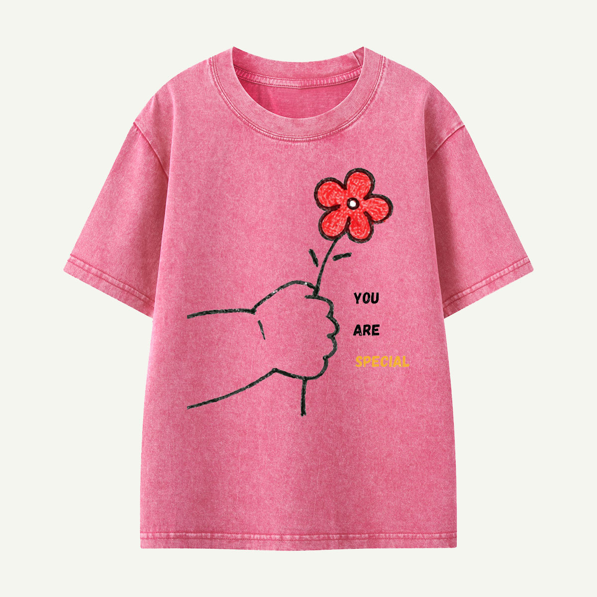 You Are Special Flower Hand Kids Washed T-Shirt