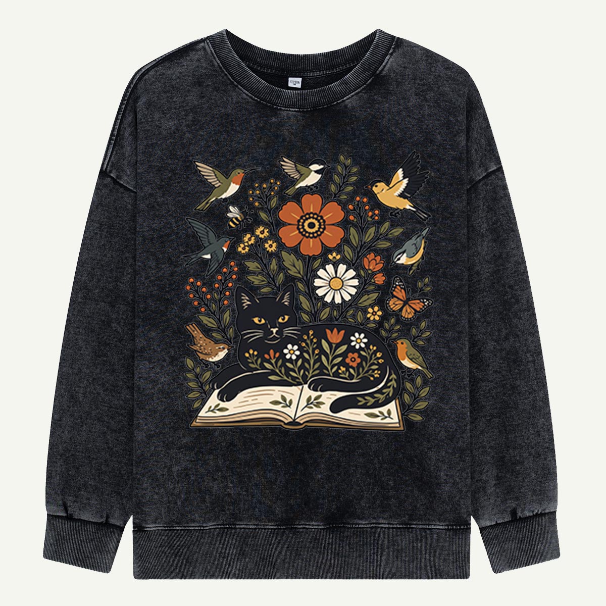 The Cat Who Read the Garden Washed Sweatshirts