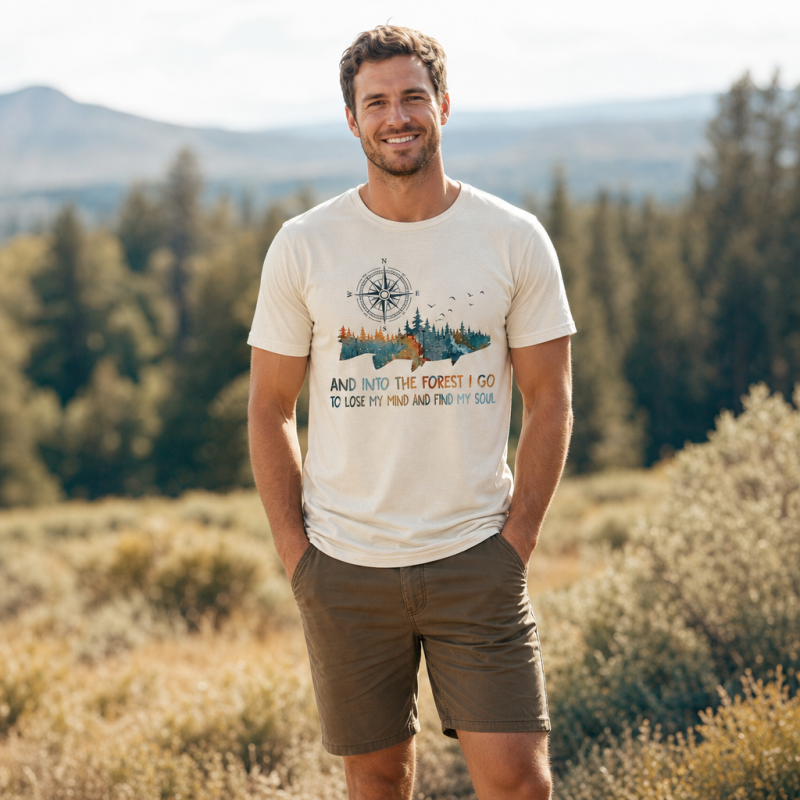 And Into the Forest I Go Bear Compass T-Shirt