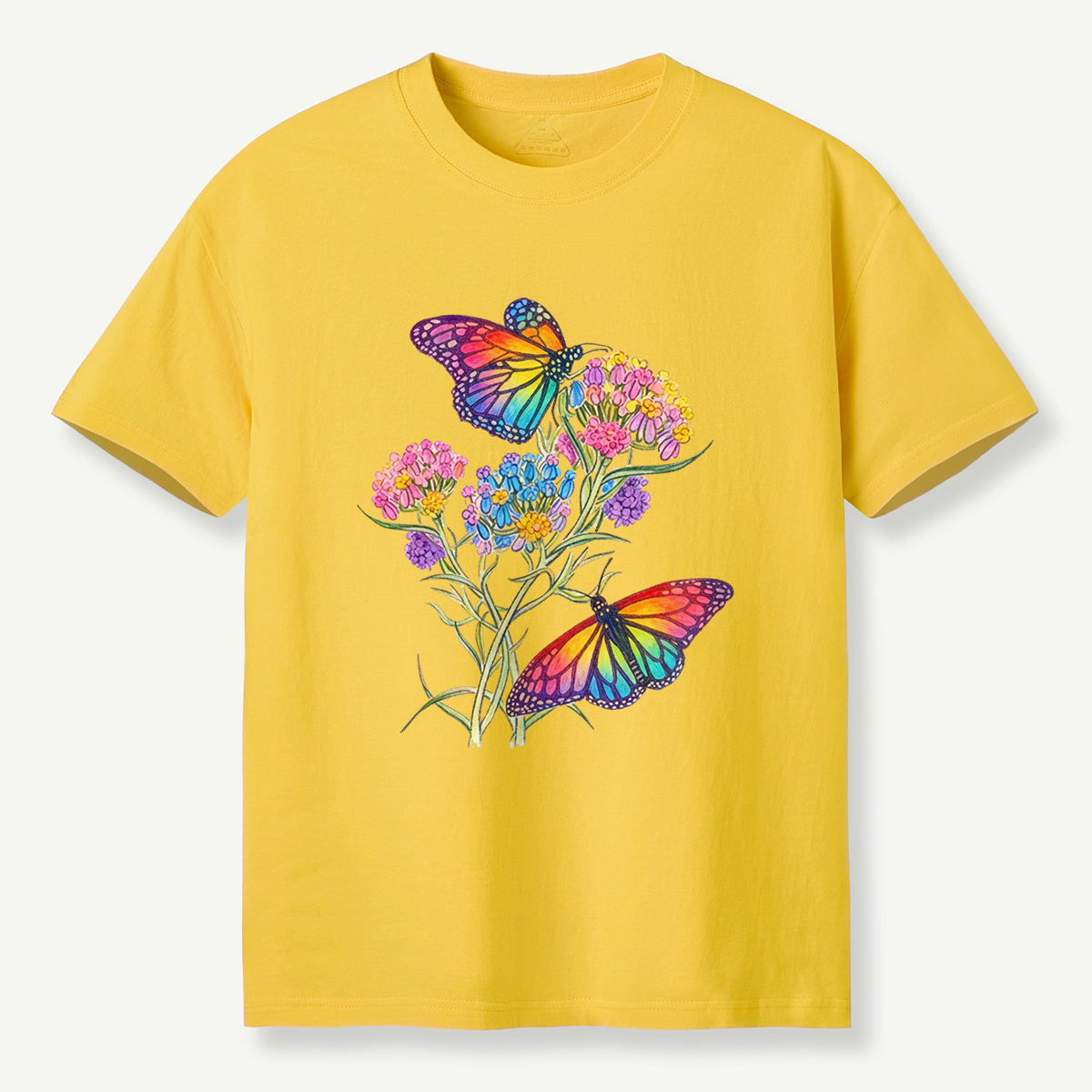 Rainbow Butterflies & Blooming Flowers T-Shirt
