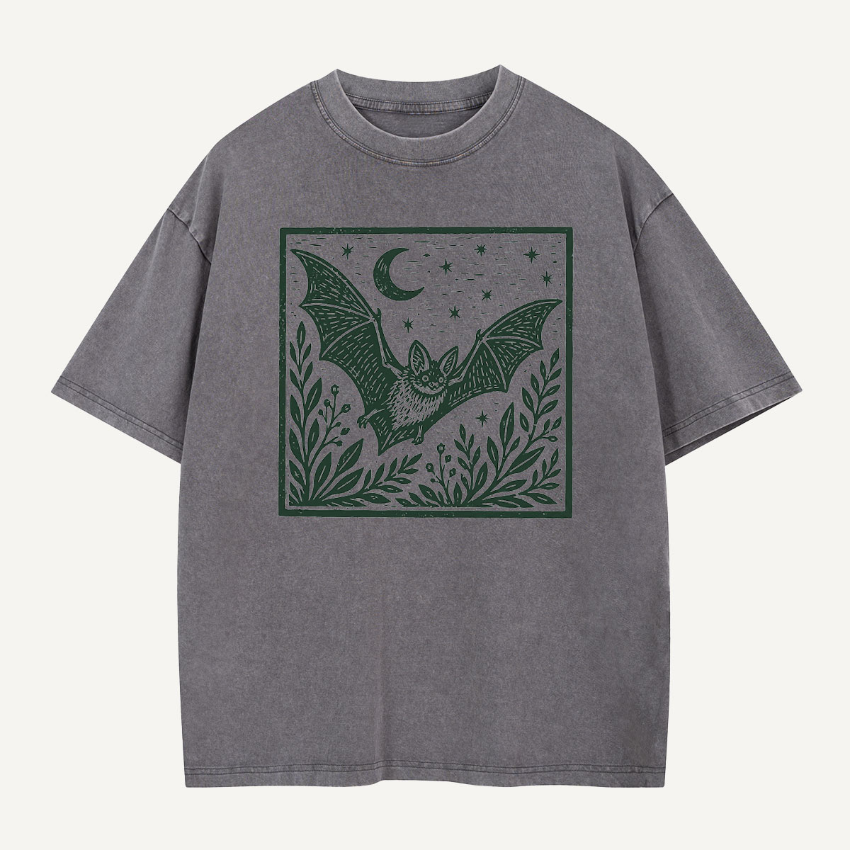 Bat Beneath the Moon Washed T-Shirt