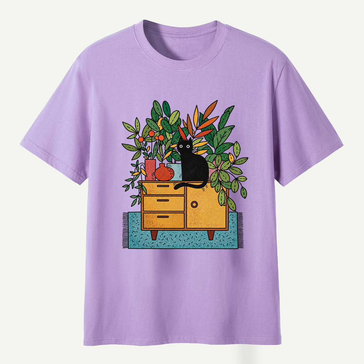Black Cat Houseplant Cabinet Indoor Jungle T-Shirt