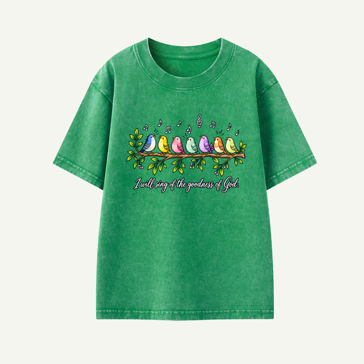 I Will Sing Of The Goodness Of God Birds Kids Washed T-Shirt