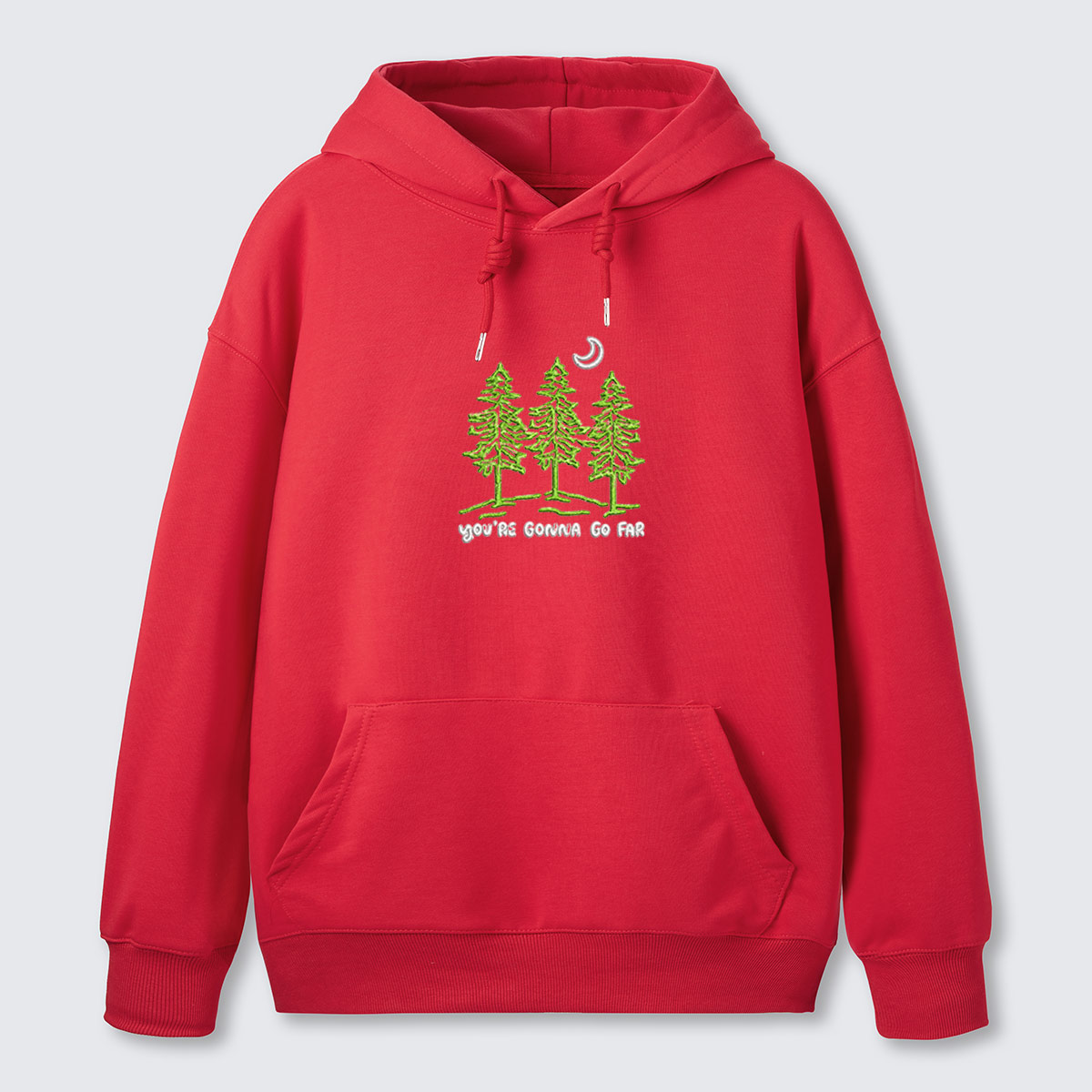 Three Trees Nature Quote Embroidered Cotton Hoodie