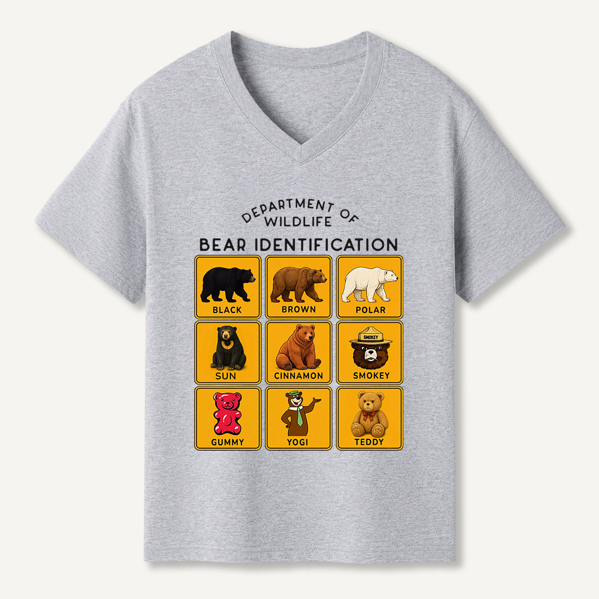 Department of Wildlife Bear Identification V-neck T-Shirt