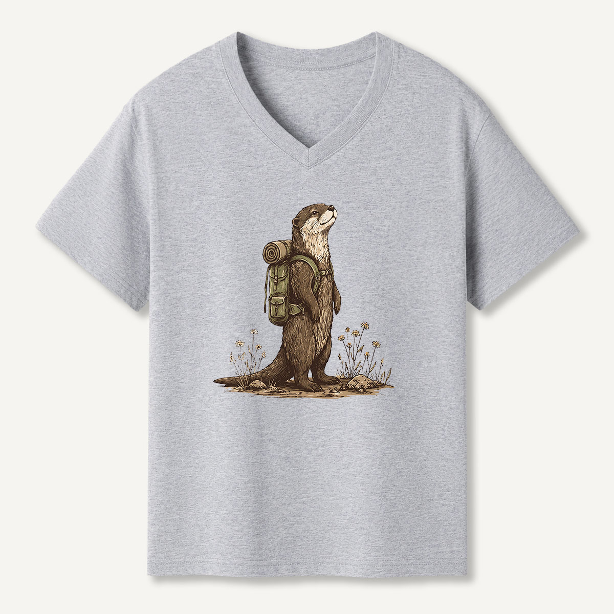 Woodland Owl Vintage Sketch V-neck T-Shirt