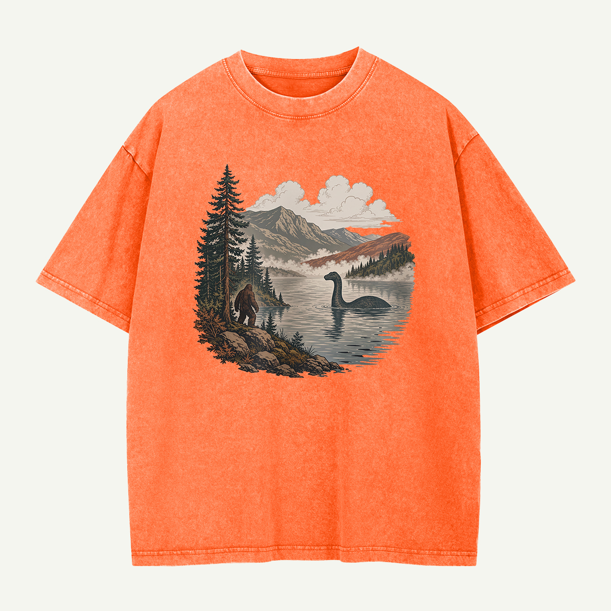 Bigfoot And Lake Monster Washed T-Shirt