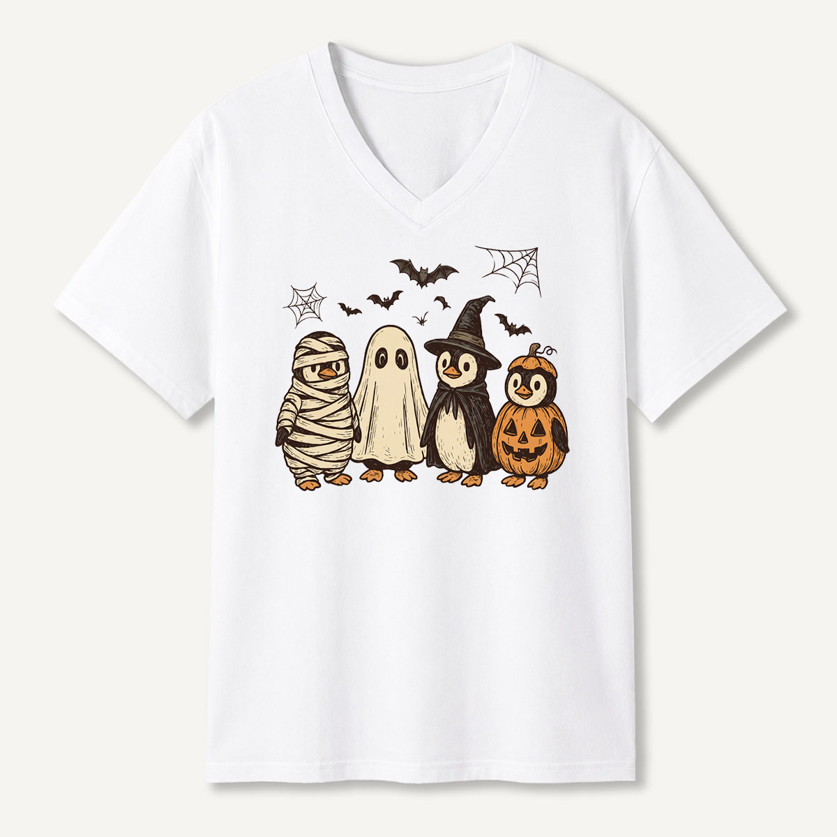Halloween Penguin Costume Parade V-neck T-Shirt