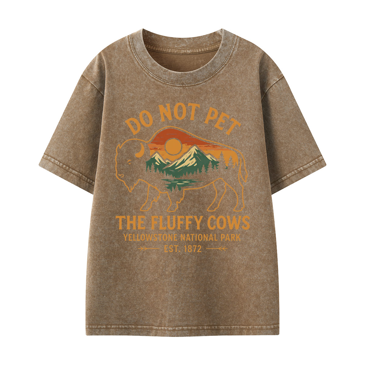 Do Not Pet The Fluffy Cows Buffalo Yellowstone National Park Kids Washed T-Shirt