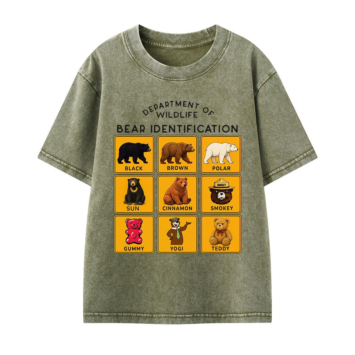Department of Wildlife Bear Identification Kids Washed T-Shirt