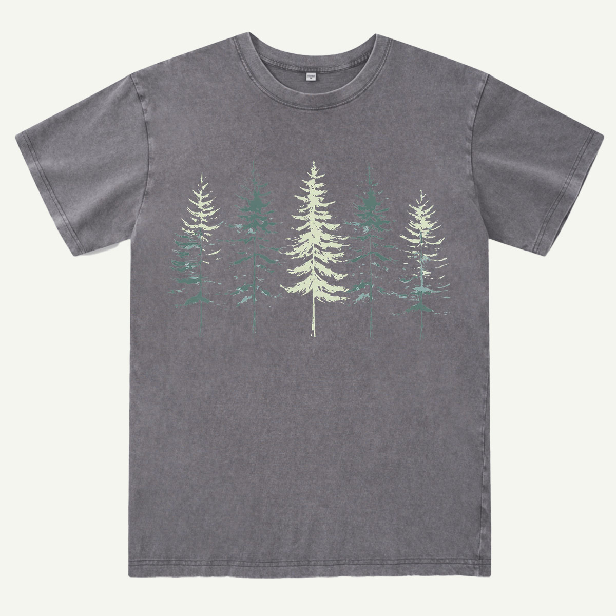 Minimal Pine Forest Silhouette Washed T-Shirt
