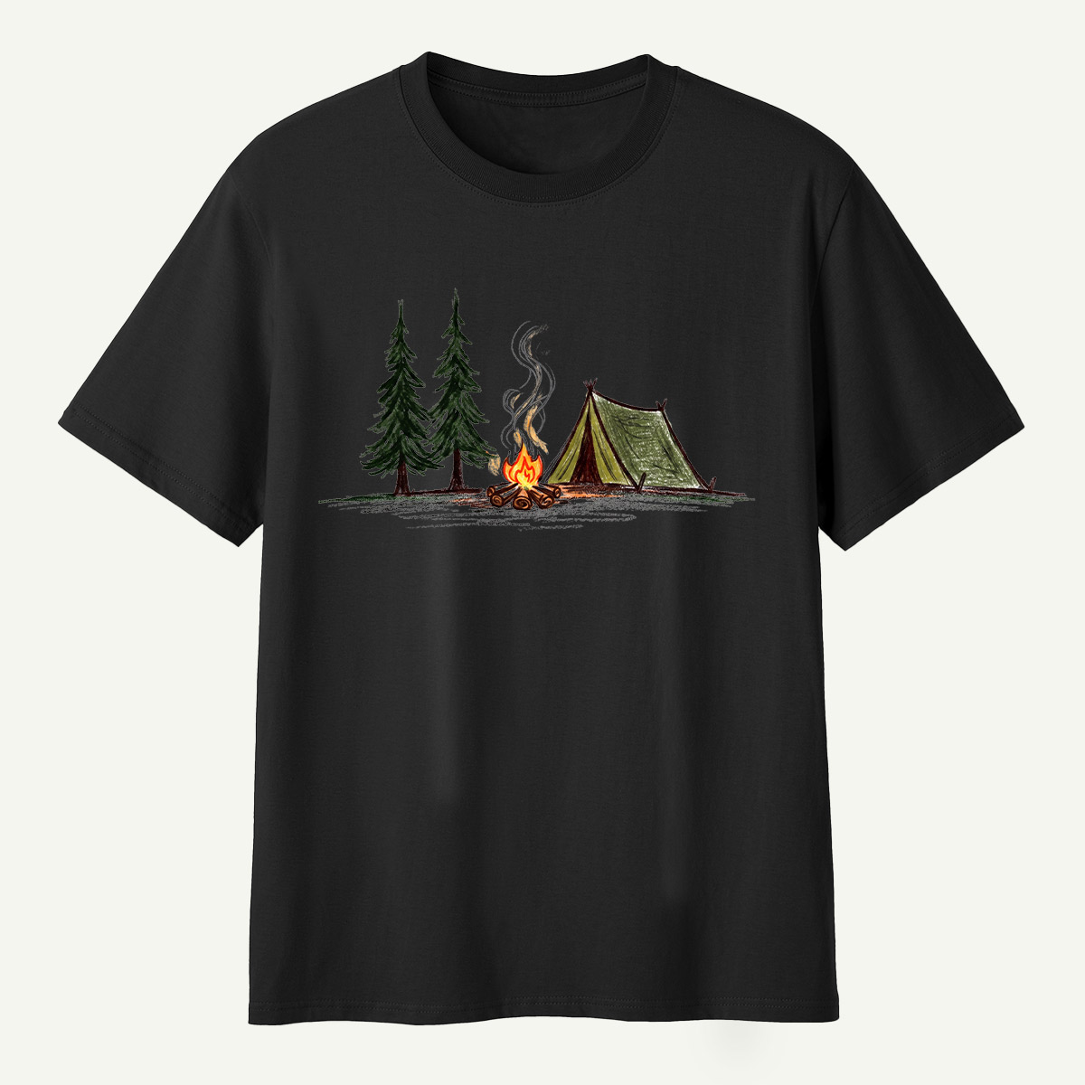 Campfire Tent Pine Forest Escape T-Shirt