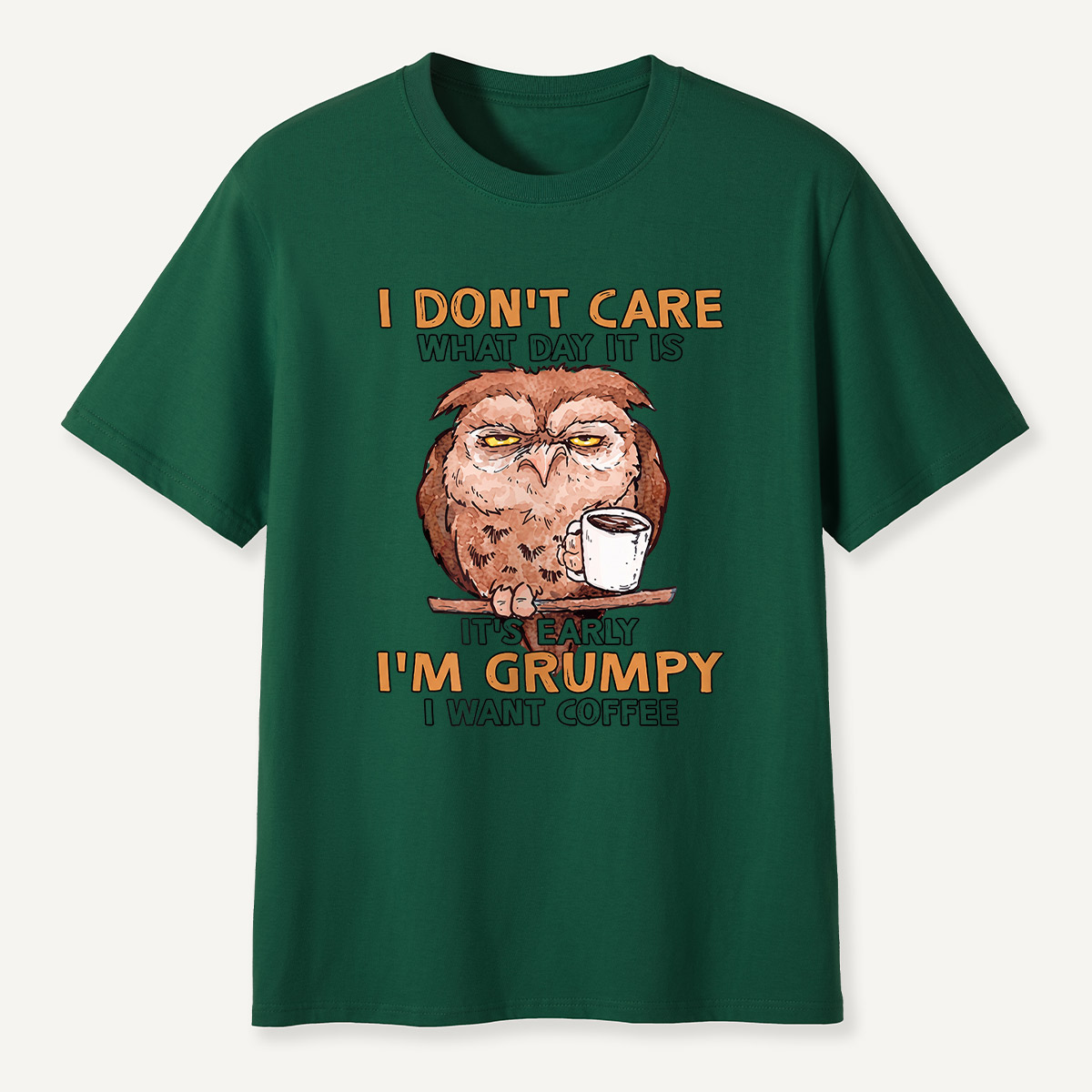 Grumpy Owl I Want Coffee Morning T-Shirt