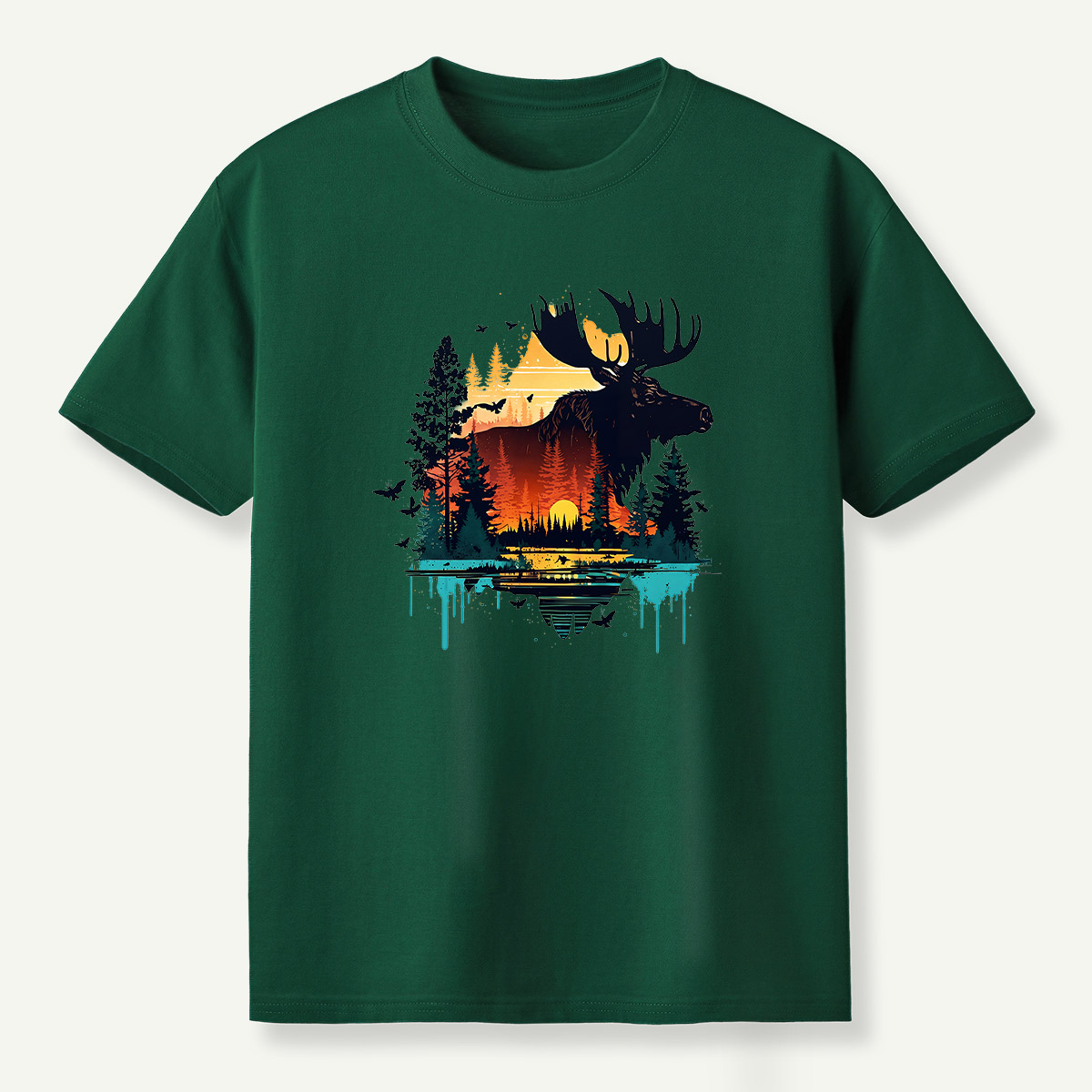 Moose Sunset Forestscape T-Shirt