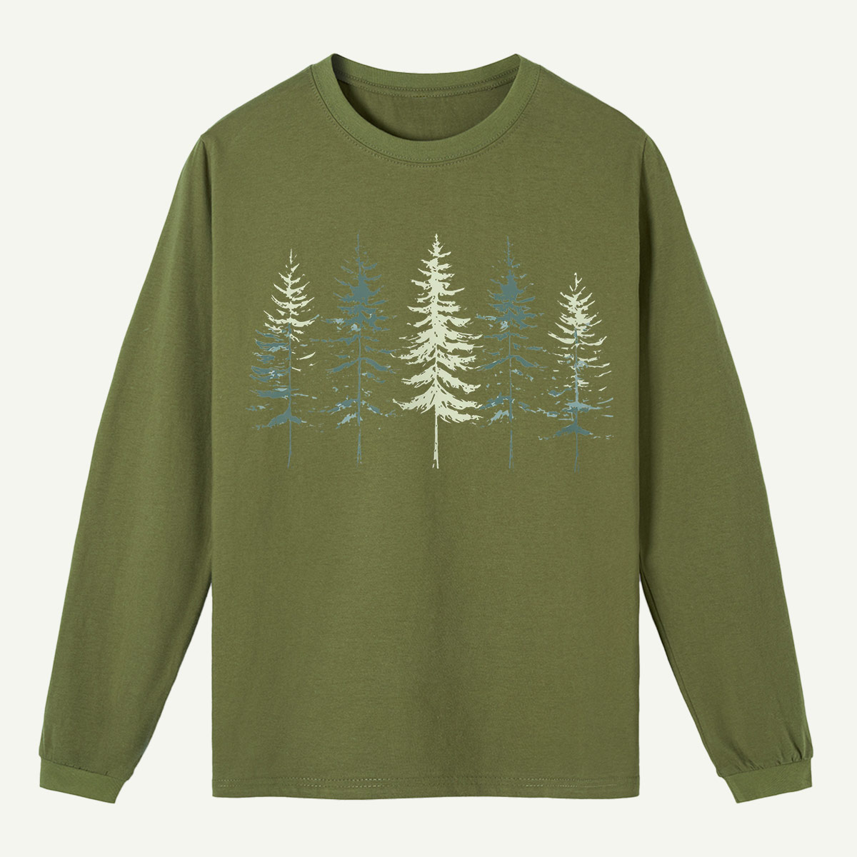 Minimal Pine Forest Silhouette  Long Sleeve T-Shirt