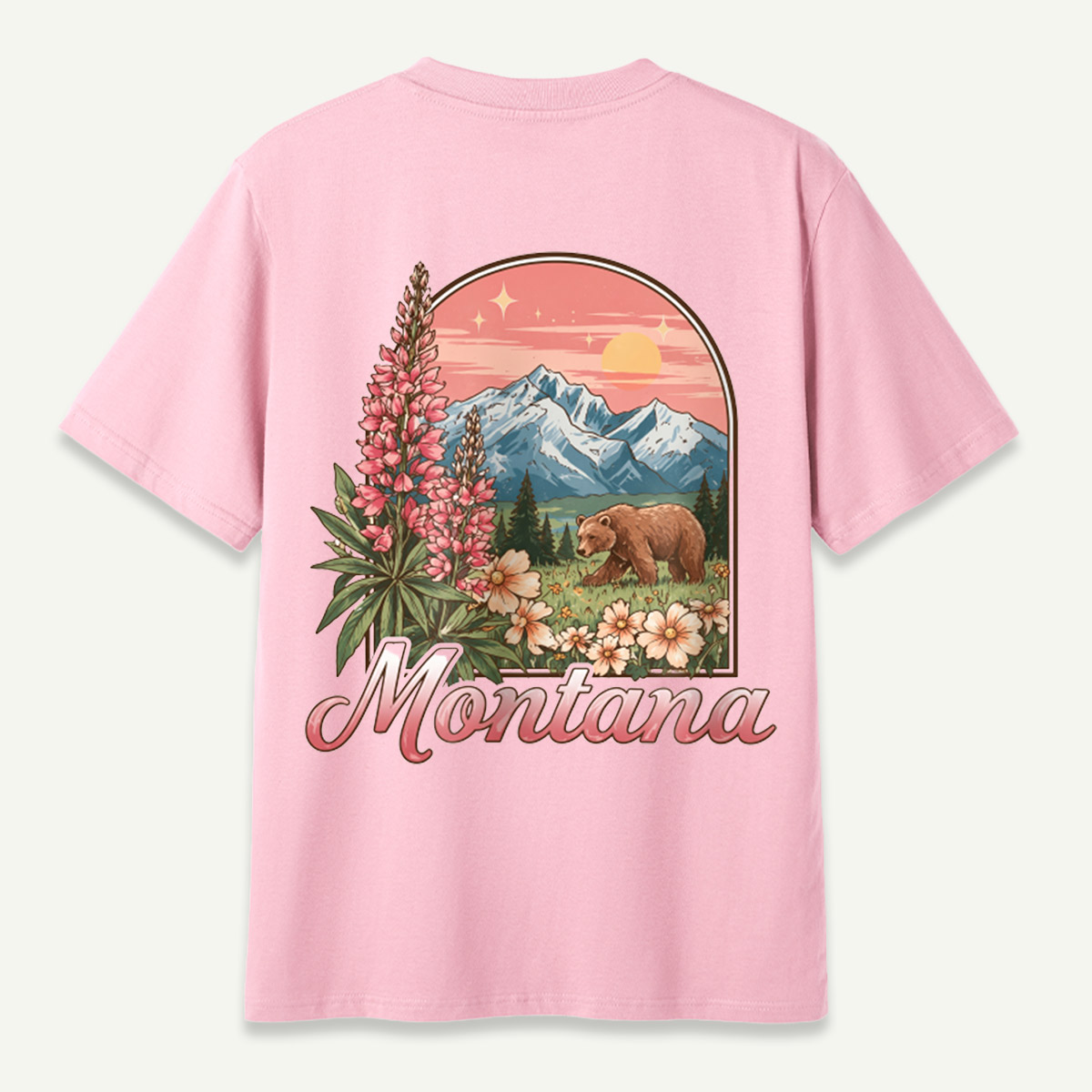 Montana Wildflowers Bear Mountain Landscape T-Shirt